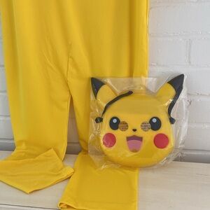 Kids Pokémon Pikachu Yellow Jumpsuit Halloween Costume Size Large 12-14